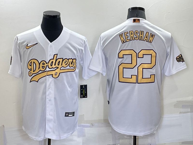 Men Los Angeles Dodgers #22 Kershaw White 2022 All Star Nike MLB Jersey